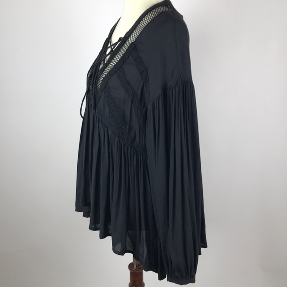 Free People Grey Peasant Top - Picture 4 of 8